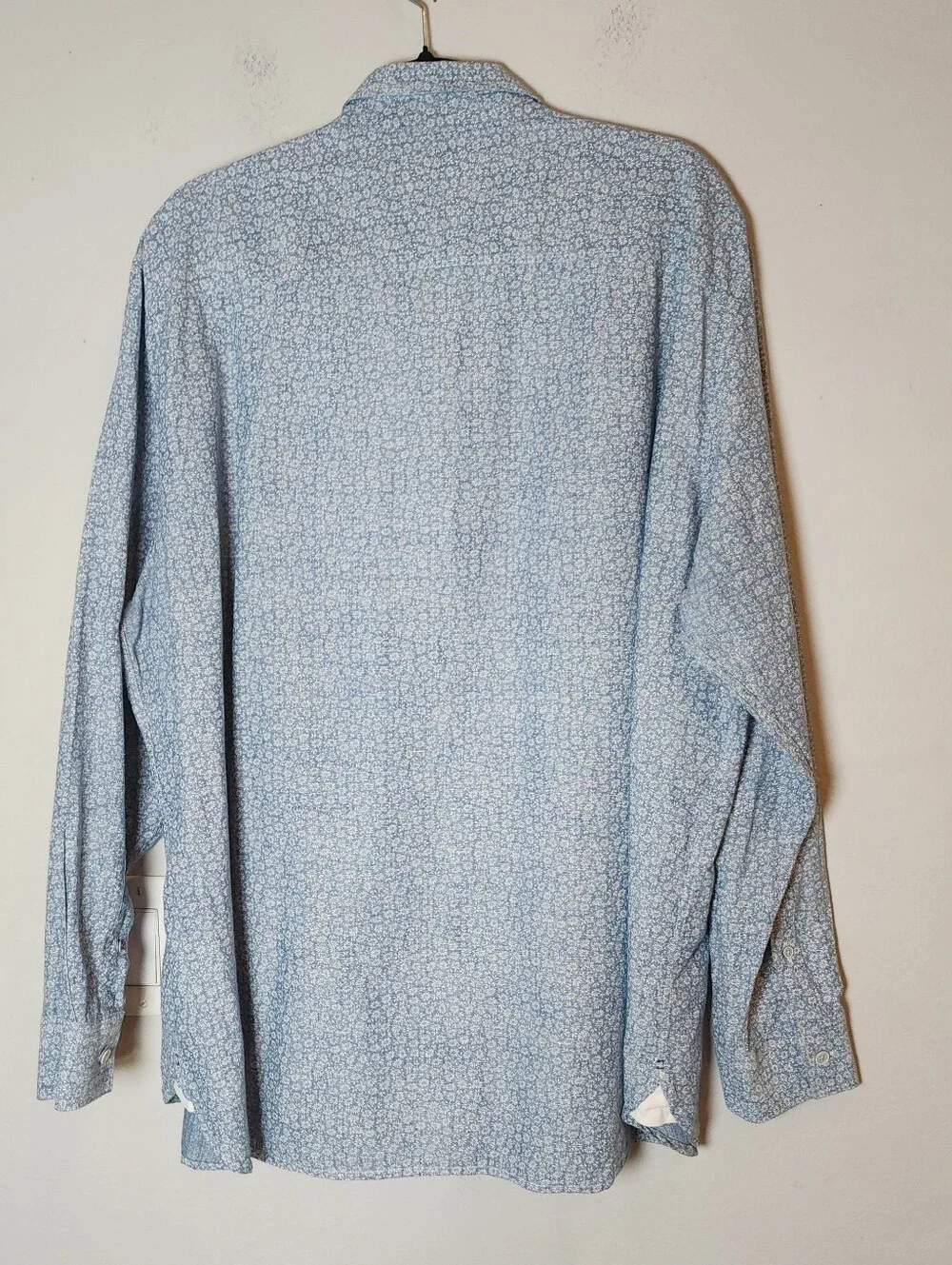 Johnston & Murphy Linen Blend Blue Floral Long Sleeve Button Up Shirt Men's XXL